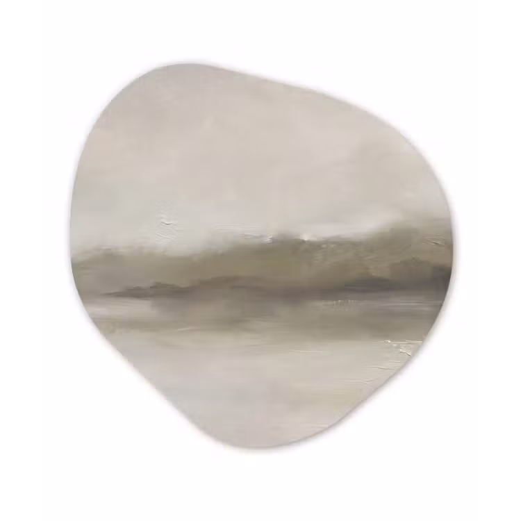 Abstract - Landschap - Nevel - Modern - Grijs Wandcirkel Organisch Aluminium middel -3d