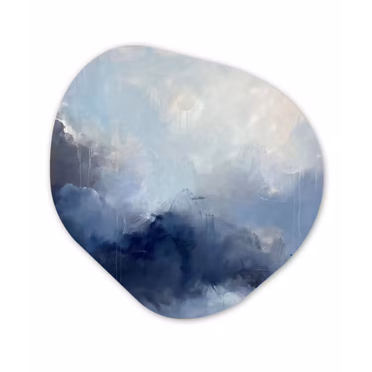 Abstract - Wolken - Modern - Blauw - Kunst Wandcirkel Organisch Aluminium middel -3d