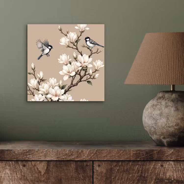 Oosters - Vogels - Beige aluminium wit klein -sfeer2
