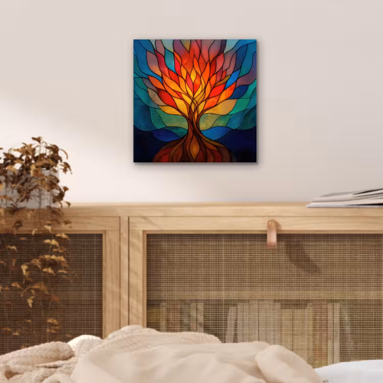 Sierglas - Boom - Rood - Vlakken aluminium wit klein -sfeer3