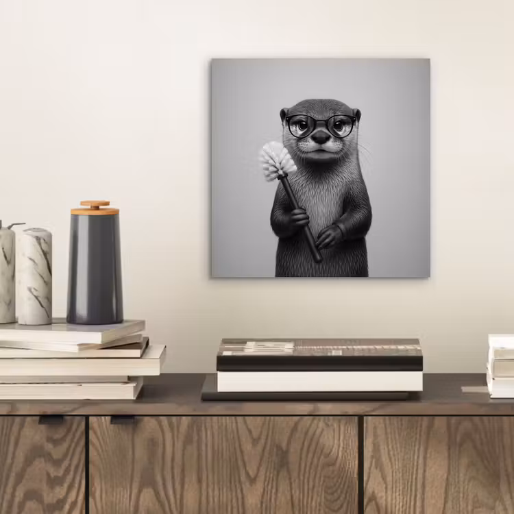 Otter - Wc-borstel - Bril - Zwart - Wit aluminium wit klein -sfeer1