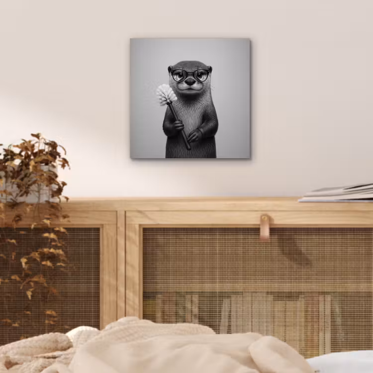 Otter - Wc-borstel - Bril - Zwart - Wit aluminium wit klein -sfeer3