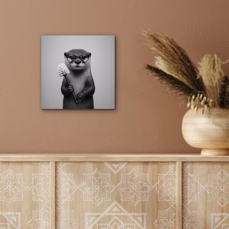 Otter - Wc-borstel - Bril - Zwart - Wit aluminium wit klein -sfeer4