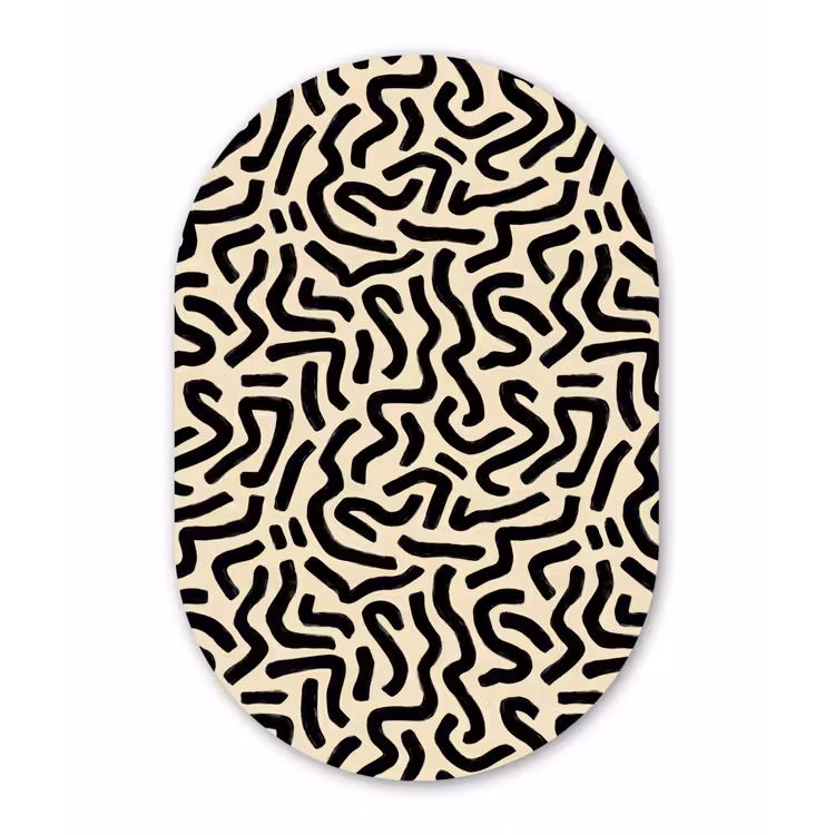 Abstract - Lijnen - Zwart Wandcirkel Ovaal Aluminium middel 839 -3d