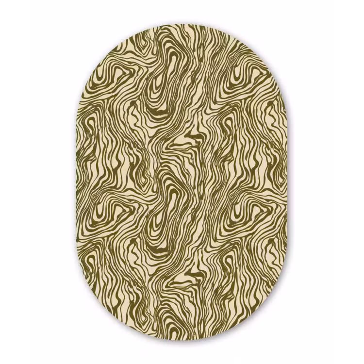 Abstract - Marmer - Groen Wandcirkel Ovaal Aluminium middel 839 -3d