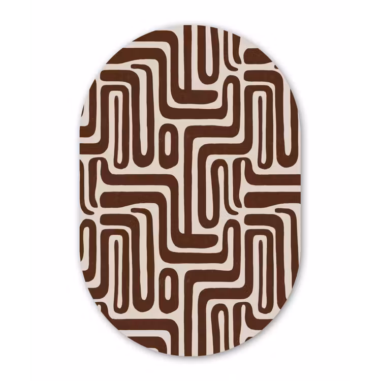 Abstract - Patroon - Bruin Wandcirkel Ovaal Aluminium middel 839 -3d