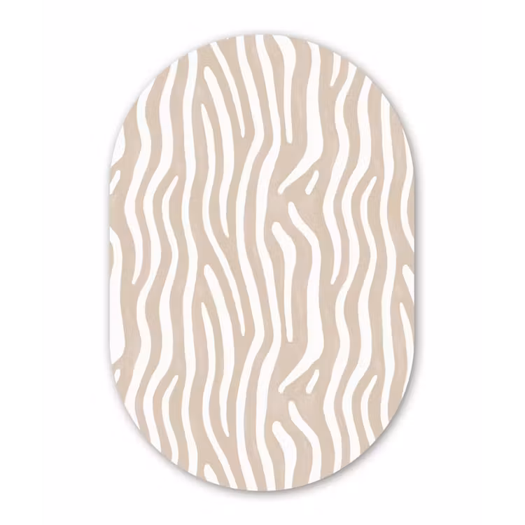 Abstract - Zebra - Beige Wandcirkel Ovaal Aluminium middel 839 -3d