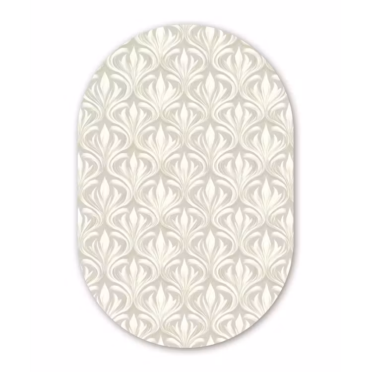 Barok - Patroon - Beige Wandcirkel Ovaal Aluminium middel 839 -3d