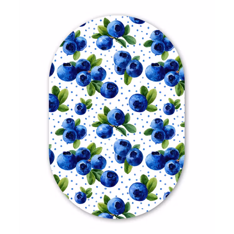 Bessen - Patroon - Blauw Wandcirkel Ovaal Aluminium middel 839 -3d