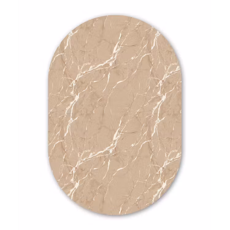 Beige - Marmer - Organisch - Wit Wandcirkel Ovaal Aluminium middel 839 -3d