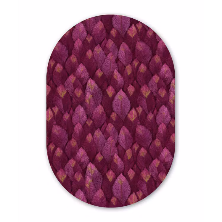 Bladeren - Patroon - Burgundy Wandcirkel Ovaal Aluminium middel 839 -3d