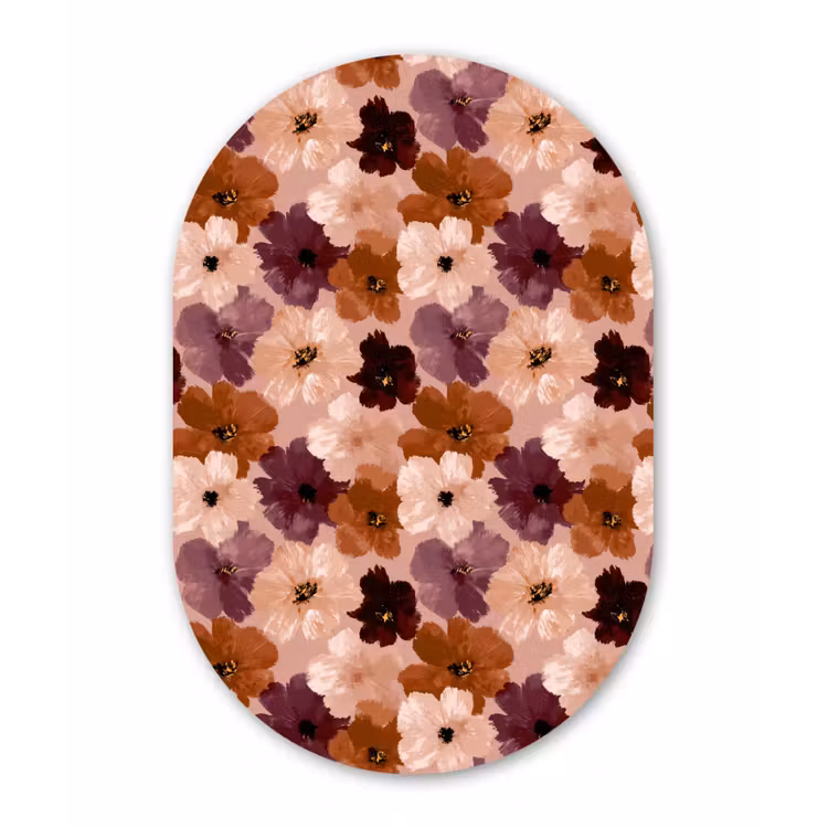 Bloemen - Abstract - Aardetinten Wandcirkel Ovaal Aluminium middel 839 -3d