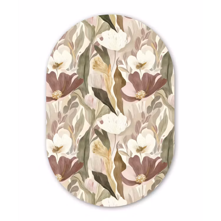Bloemen - Aquarel - Kleurrijk Wandcirkel Ovaal Aluminium middel 839 -3d
