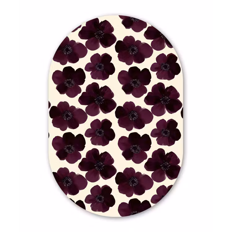 Bloemen - Aquarel - Paars Wandcirkel Ovaal Aluminium middel 839 -3d
