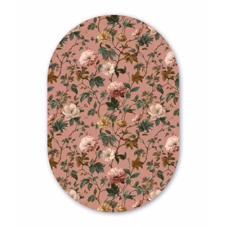Bloemen - Klassiek - Roze Wandcirkel Ovaal Aluminium middel 839 -3d