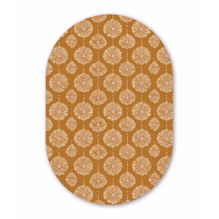 Bloemen - Modern - Oker Wandcirkel Ovaal Aluminium middel 839 -3d