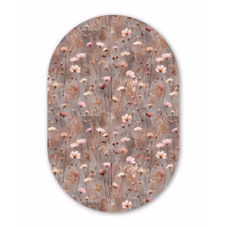 Bloemen - Wild - Pastel Wandcirkel Ovaal Aluminium middel 839 -3d