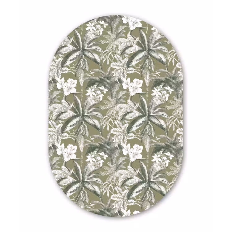 Botanisch - Bloemen - Groen Wandcirkel Ovaal Aluminium middel 839 -3d
