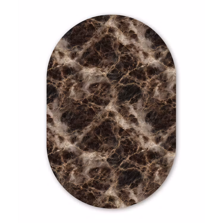 Bruin - Goud - Marmer Wandcirkel Ovaal Aluminium middel 839 -3d