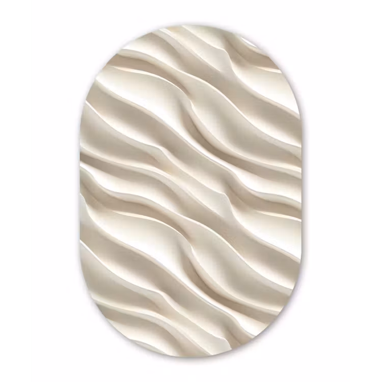 Diagonaal - Golven - Crème Wandcirkel Ovaal Aluminium middel 839 -3d