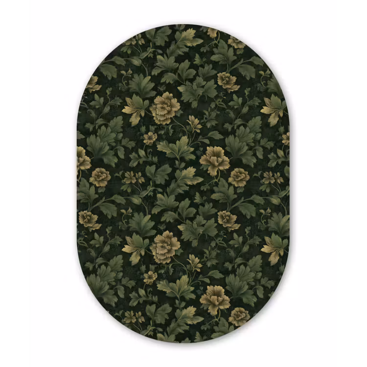 Donker - Groen - Goud - Botanisch Wandcirkel Ovaal Aluminium middel 839 -3d