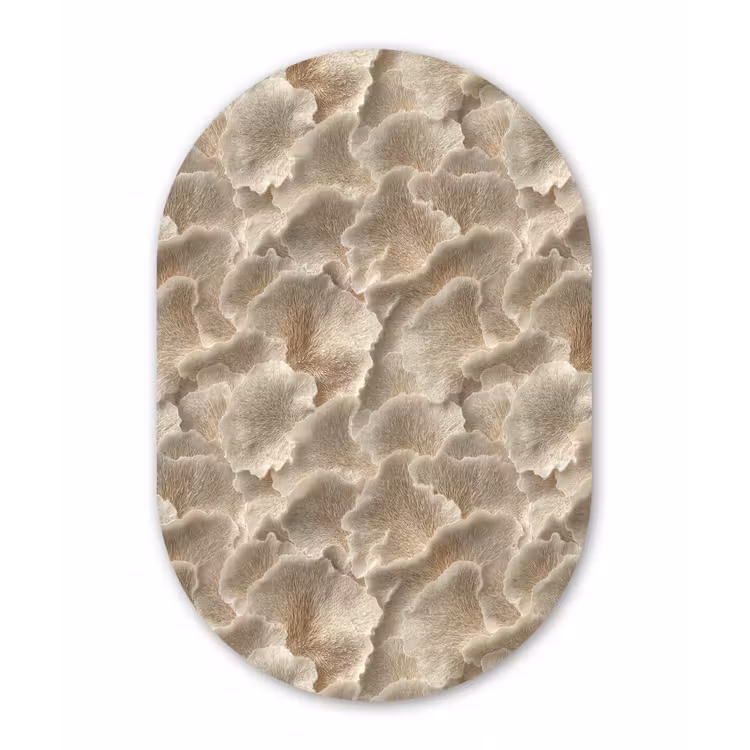Waaierstructuren - Beige - Vezeltextuur Wandcirkel Ovaal Aluminium middel 839 -3d