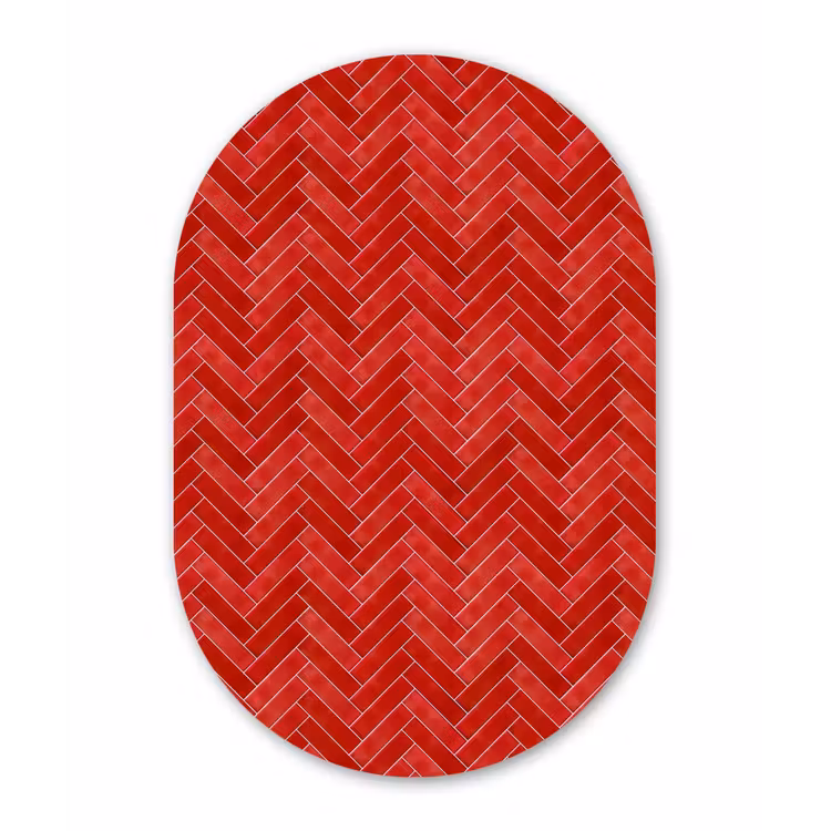 Visgraat - Tegel - Rood Wandcirkel Ovaal Aluminium middel 839 -3d