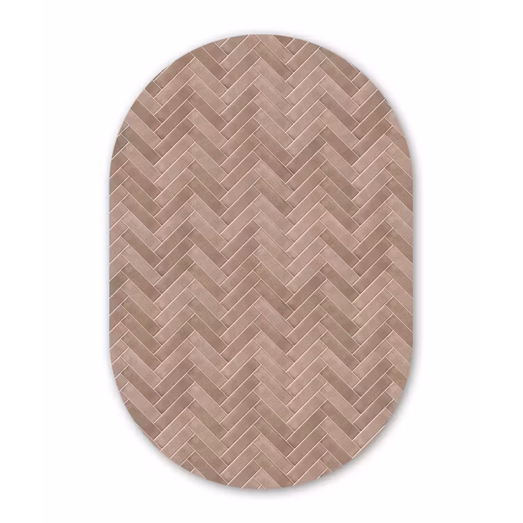 Visgraat - Wandtegel - Oudroze - Terracotta Wandcirkel Ovaal Aluminium middel 839 -3d