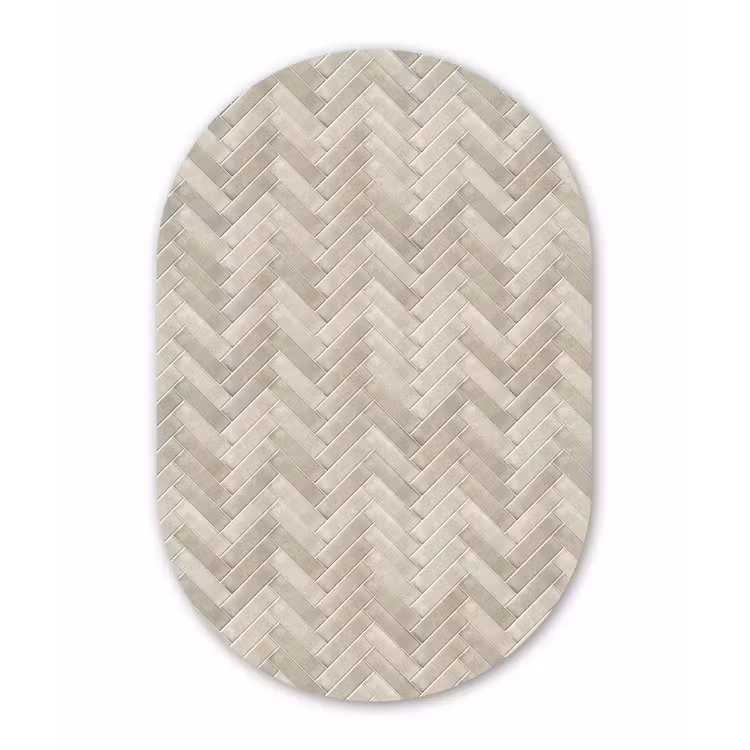Visgraat - Wandtegel - Beige Wandcirkel Ovaal Aluminium middel 839 -3d