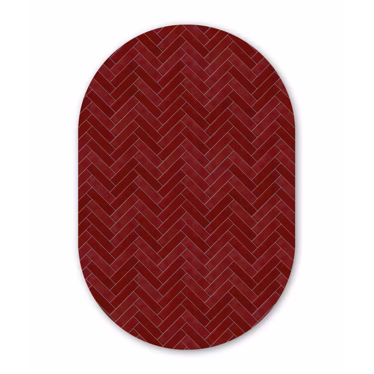 Visgraat - Wandtegel - Bordeaux - Rood Wandcirkel Ovaal Aluminium middel 839 -3d