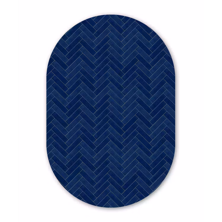 Visgraat - Wandtegel - Donkerblauw - Navy Blue Wandcirkel Ovaal Aluminium middel 839 -3d