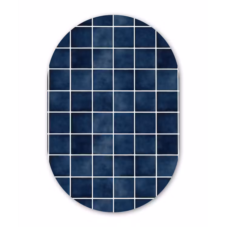 Tegel - Modern - Blauw Wandcirkel Ovaal Aluminium middel 839 -3d