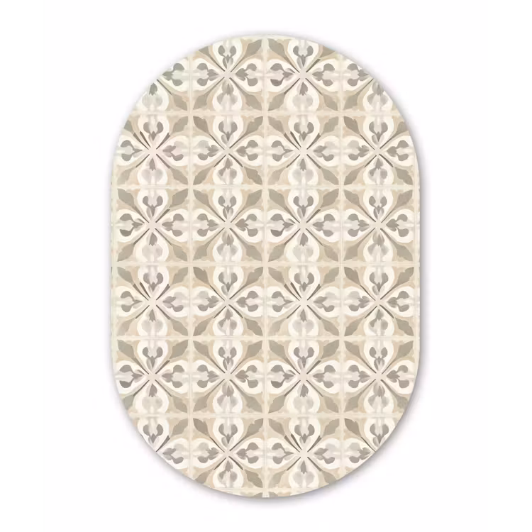 Tegel - Motief - Beige Wandcirkel Ovaal Aluminium middel 839 -3d