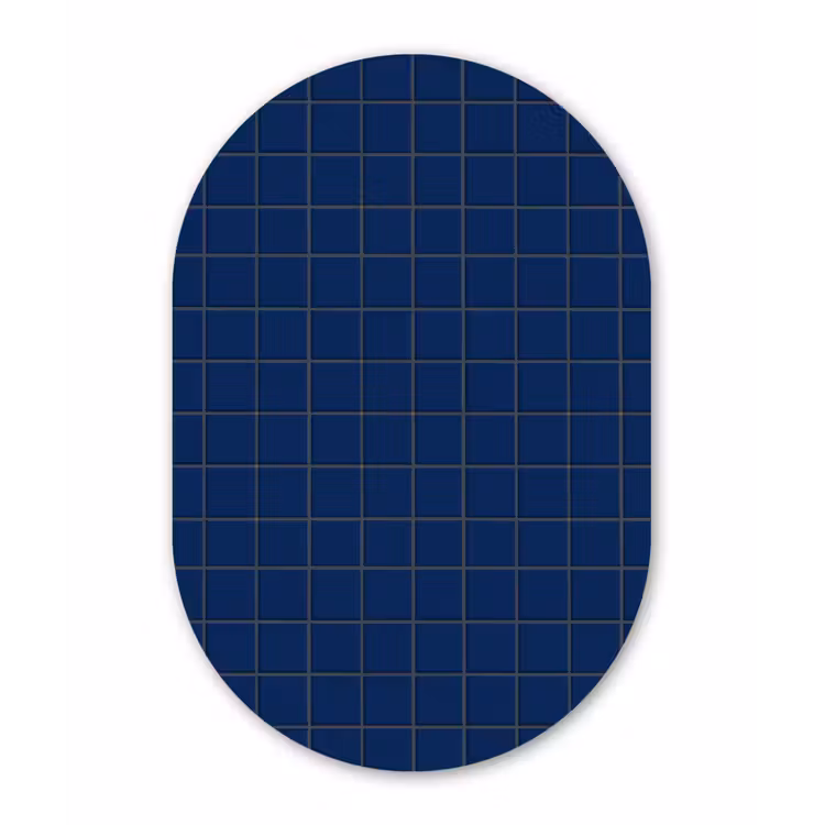 Tegel - Patroon - Blauw Wandcirkel Ovaal Aluminium middel 839 -3d