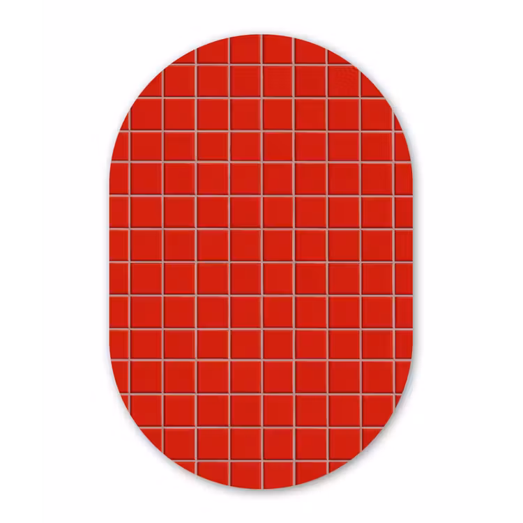 Tegel - Patroon - Kersen - Rood Wandcirkel Ovaal Aluminium middel 839 -3d