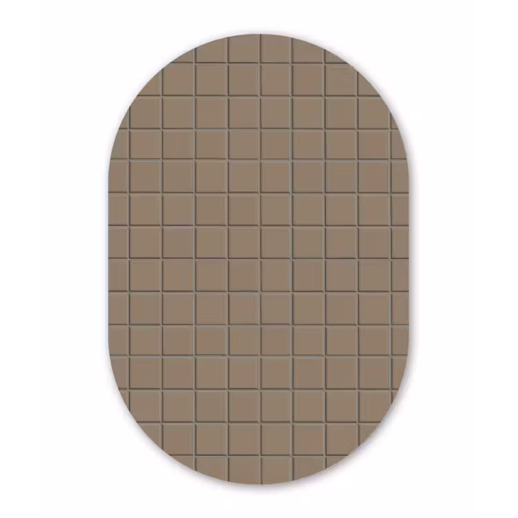 Tegel - Patroon - Taupe Wandcirkel Ovaal Aluminium middel 839 -3d