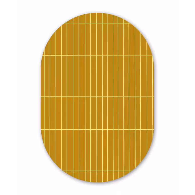 Tegels - Verticaal - Mosterdgeel Wandcirkel Ovaal Aluminium middel 839 -3d