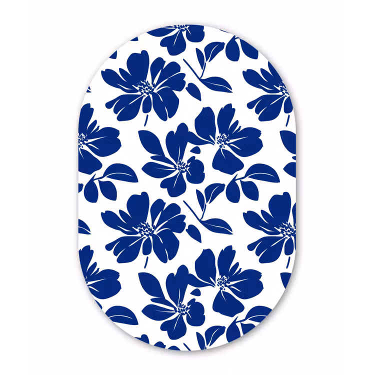 Floraal - Modern - Blauw Wandcirkel Ovaal Aluminium middel 839 -3d