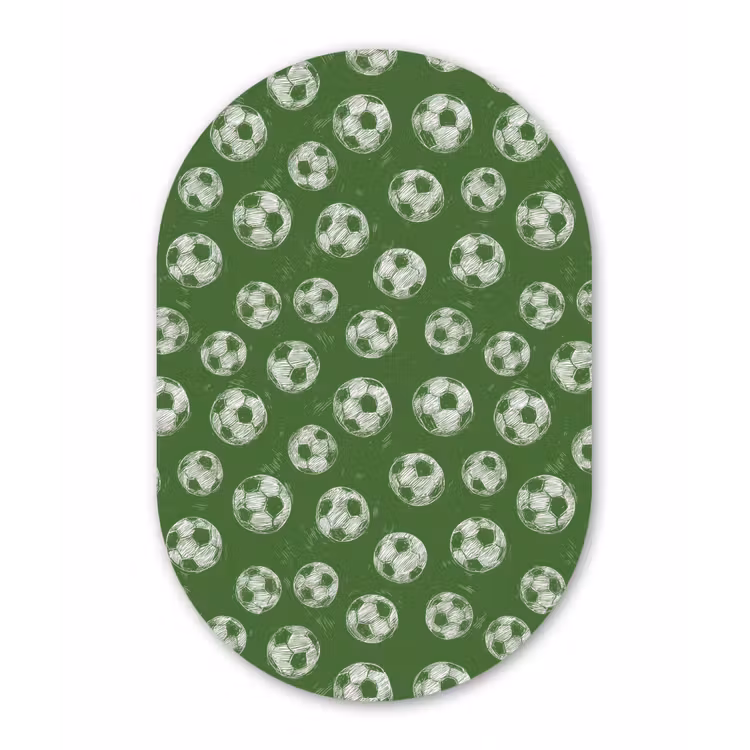 Voetbal - Sport - Groen Wandcirkel Ovaal Aluminium middel 839 -3d