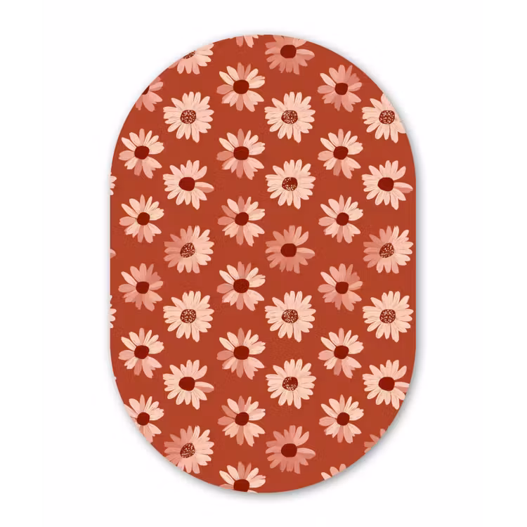 Madelief - Retro - Terracotta Wandcirkel Ovaal Aluminium middel 839 -3d