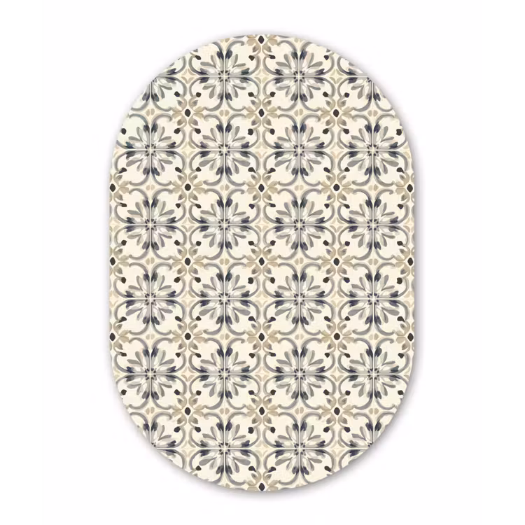 Floraal - Patroon - Kleurrijk Wandcirkel Ovaal Aluminium middel 839 -3d
