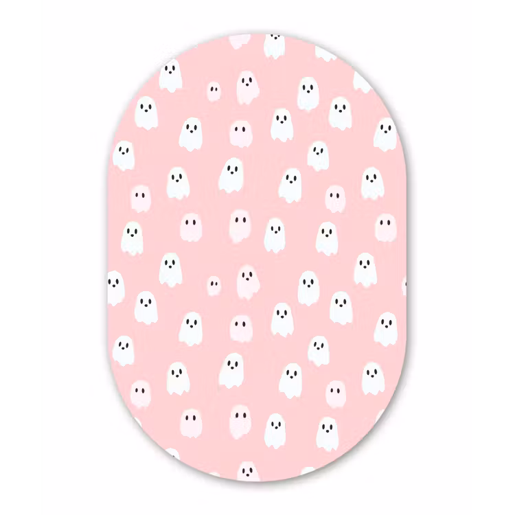 Spookjes - Patroon - Roze Wandcirkel Ovaal Aluminium middel 839 -3d