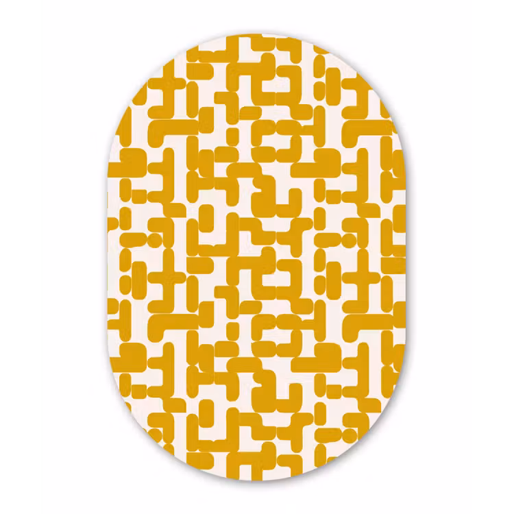 Geel - Beige - Patroon Wandcirkel Ovaal Aluminium middel 839 -3d