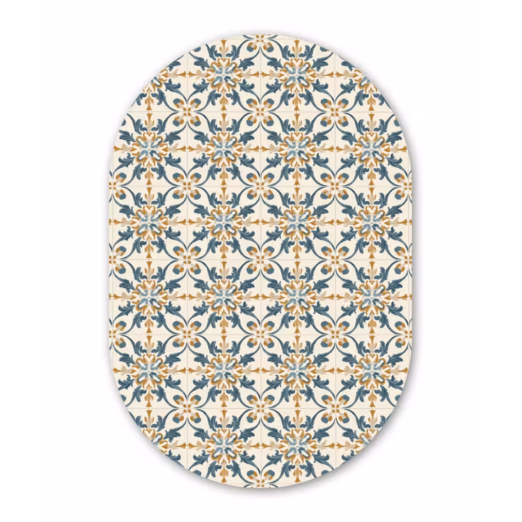 Patroon - Klassiek - Kleurrijk Wandcirkel Ovaal Aluminium middel 839 -3d