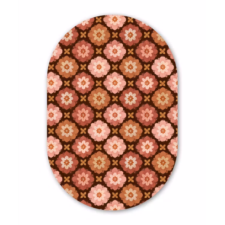 Geometrisch - Bloemen - Kleurrijk Wandcirkel Ovaal Aluminium middel 839 -3d