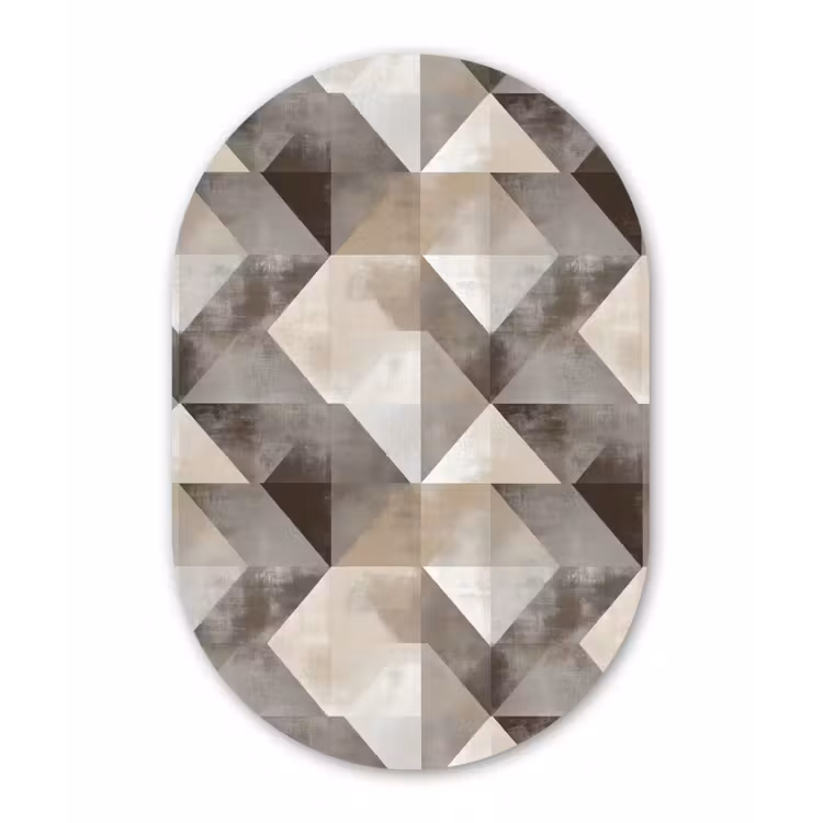 Geometrisch - Motief - Aardetinten Wandcirkel Ovaal Aluminium middel 839 -3d