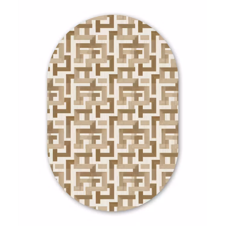 Geometrisch - Retro - Bruin Wandcirkel Ovaal Aluminium middel 839 -3d