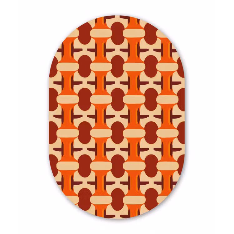 Geometrisch - Retro - Oranje Wandcirkel Ovaal Aluminium middel 839 -3d