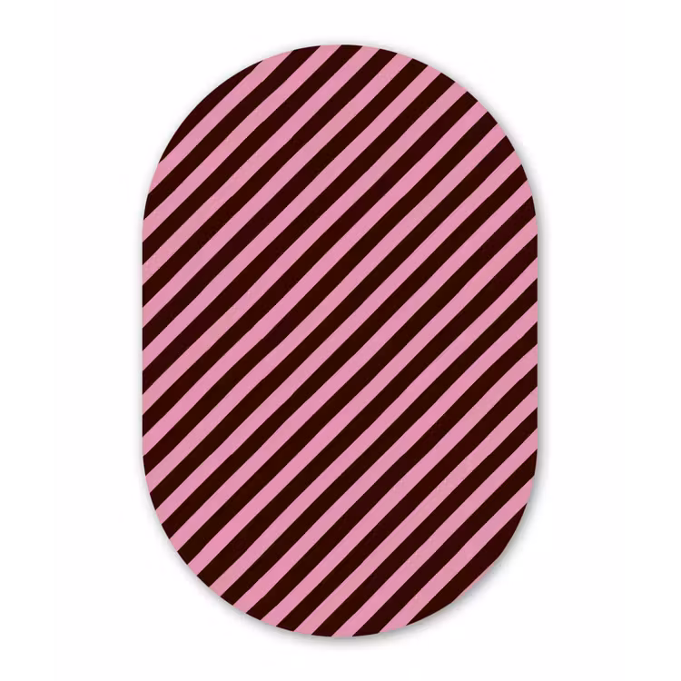 Strepen - Roze - Bruin Wandcirkel Ovaal Aluminium middel 839 -3d