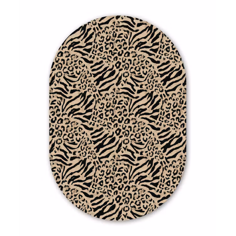 Giraf - Zebra - Motief - Bruin Wandcirkel Ovaal Aluminium middel 839 -3d